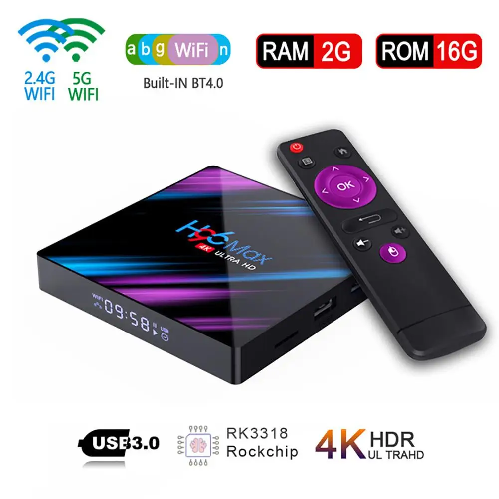 Android 9,0 ТВ приставка H96 Max RK3318 4K Смарт ТВ приставка 2,4G& 5G Wifi H96Max 2GB 64GB медиаплеер Android приставка