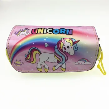 

Unicorn PU + Canvas Cosmetic Bag Student Stationery Pouch Bag Makeup Organizer Bag