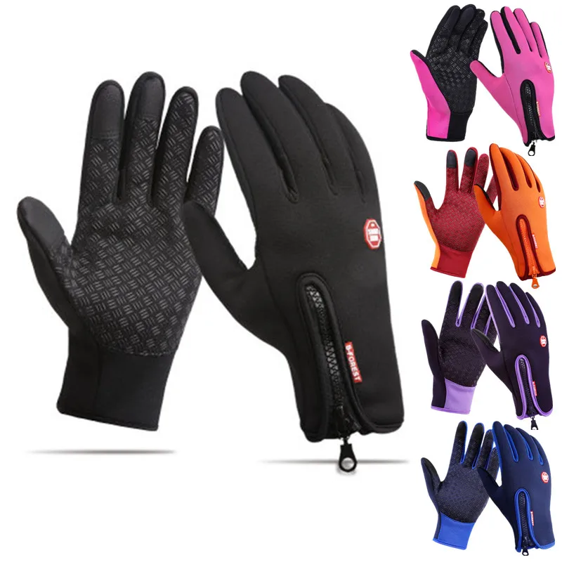 Unisex Touch Screen Cycling Gloves Full Finger Winter Thermal Warm Bike