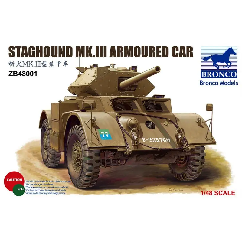 BRONCO ZB48001 1/48 Staghound MK III бронированный автомобильный масштабный модельный комплект |