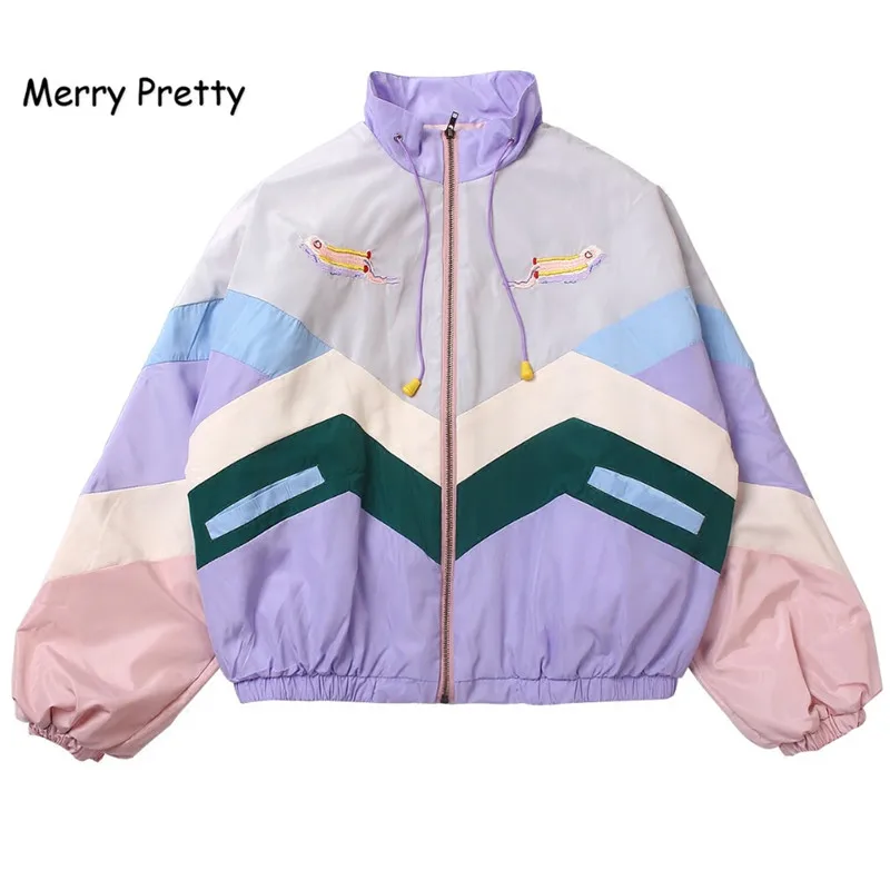 Merry Pretty Makaron цвет женские пальто лоскутное мультфильм вышивка утолщенная теплая зимняя куртка элегантный дизайн свободные женские пальто