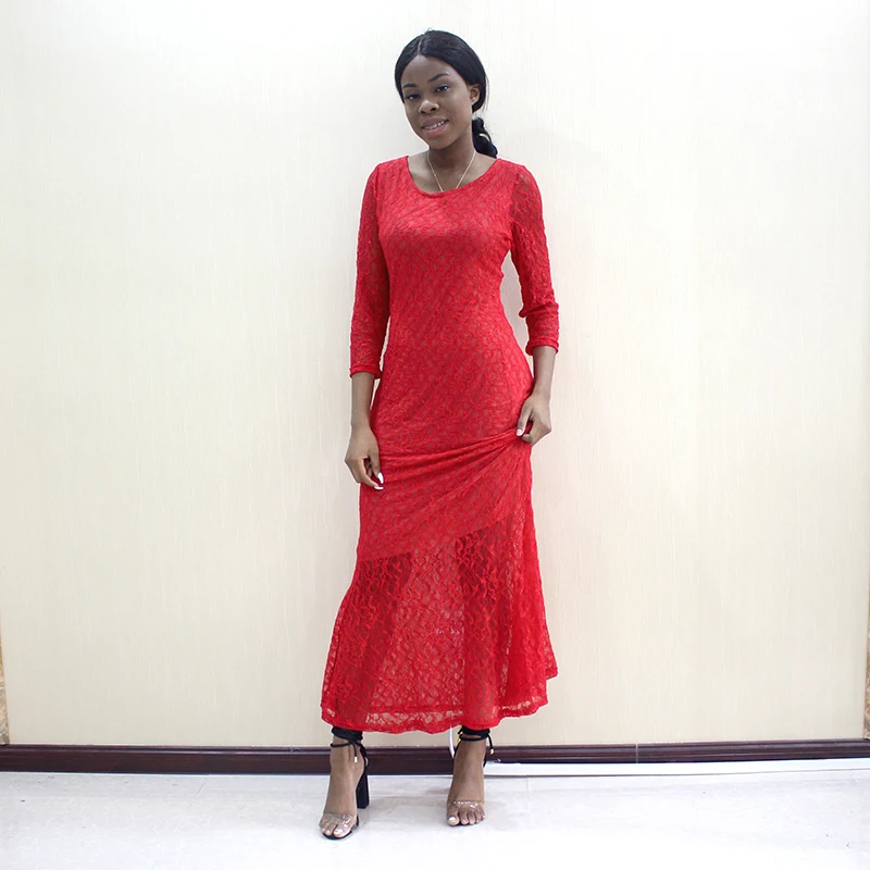 Дашики, африканские кружевные платья для женщин, кружевные Элегантные вечерние юбки русалки, Дамское длинное платье - Цвет: Красный