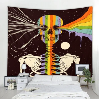 

Colorful Skull tapestry Mandala Tapestry Hippie Macrame Tapestry Wall Hanging Boho Decor Witchcraft Tapestry