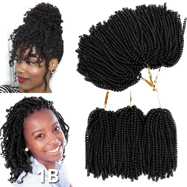 Doris beauty 8 inch Crochet Braids Ombre Braiding Hair Spring Twist Hair Synthetic Hair Extensions Curly Twists Rainbow Color