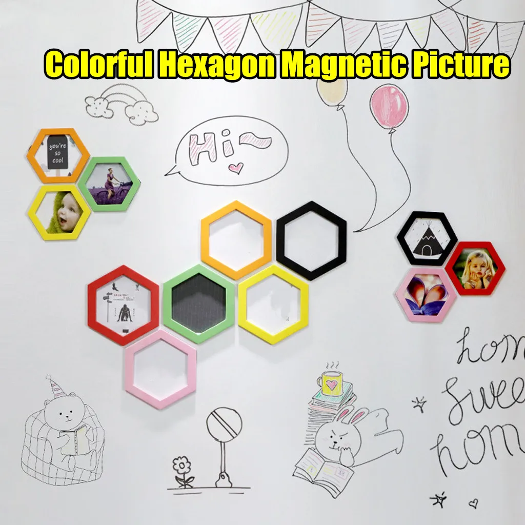 

Colorful Hexagon Magnetic Picture Frames Photo Magnets Photoframe Refrigerato Photo Frames Home Diy Decor