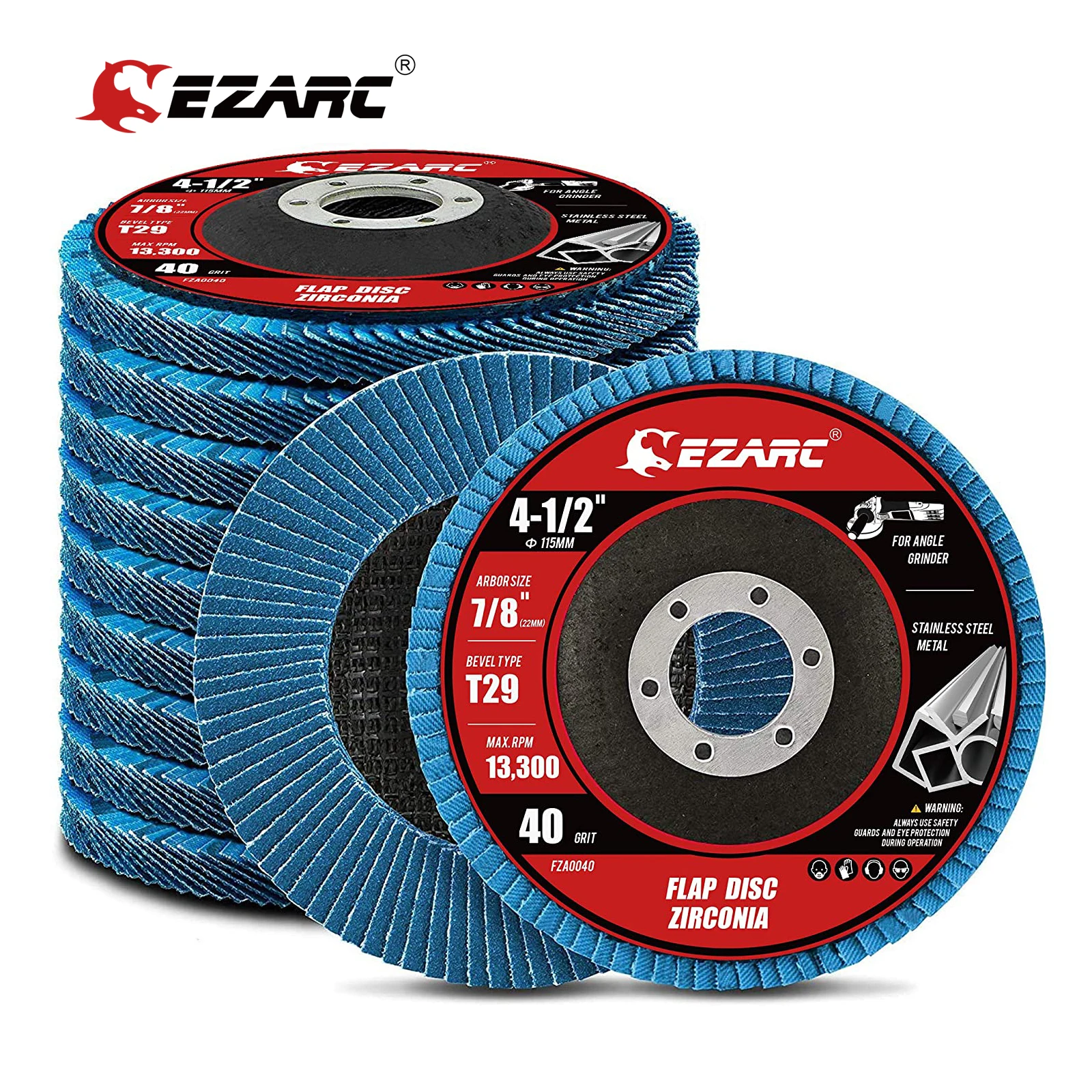 10 Pack 4.5" x 7/8" 80 Grit Zirconia Flap Disc Grinding Sanding  Wheels T29 #80 