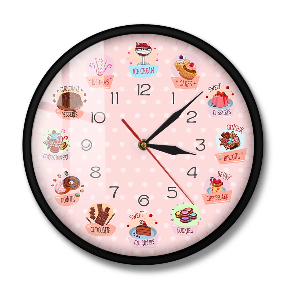 Delicious Sweets and Desserts Bakery Shop Sign Decorative Wall Clock Non Ticking Wall Watch For Kitchen Cafe Bar Restaurant Just6F