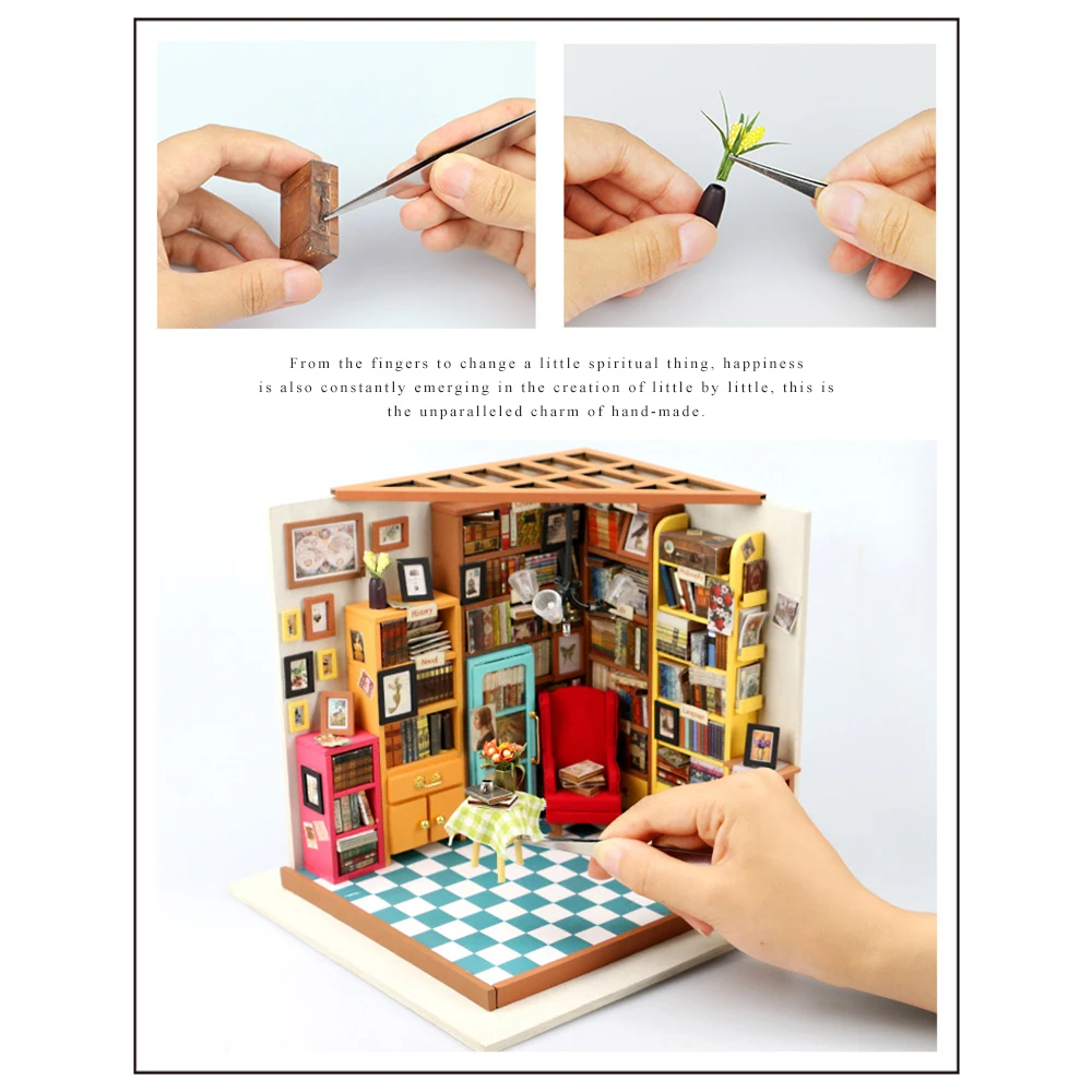 DIY игрушки домашний декор Статуэтка DIY Сэм кабинет деревянный набор миниатюрных моделей украшение кукольный домик подарок на день рождения для девочек детские игрушки