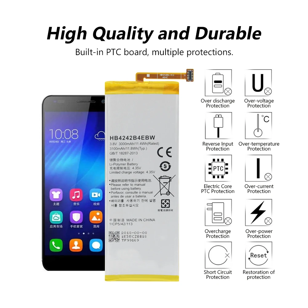 3100 мА/ч, HB4242B4EBW литий-полимерный аккумулятор телефона Батарея Перезаряжаемые для huawei для НУА Вэй слава 6 H60-L11 L04 L02 4X Che1-CL20 Замена
