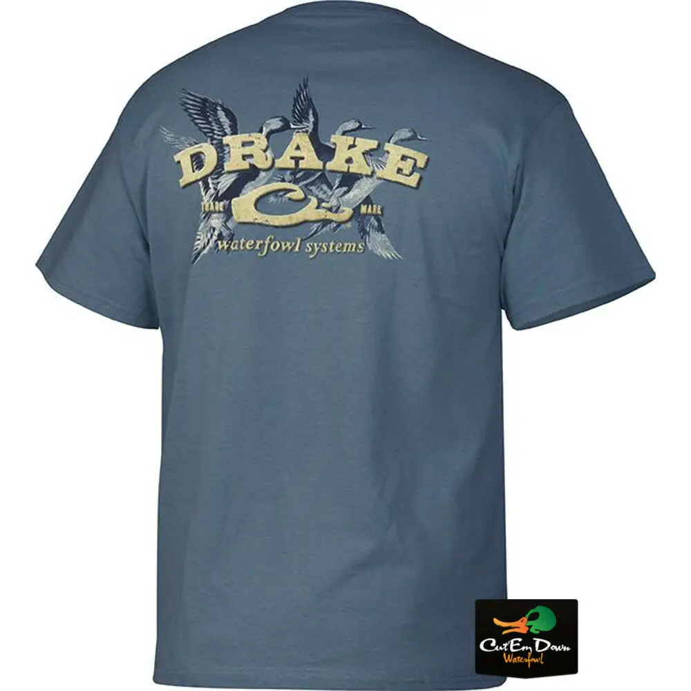 

DRAKE WATERFOWL SYSTEMS PINTAIL SPRIGS LOGO S/S T-SHIRT TEE SLATE XL T-Shirt Casual Short Sleeve For Men Clothing Summer