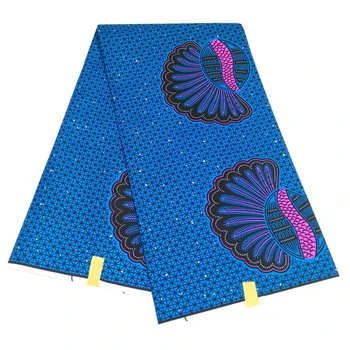 

High Quality African Fabric Blue Print For Sewing Dress 2020 Latest Ankara Wax Fabric Guaranteed Real Wax 6yard/lot