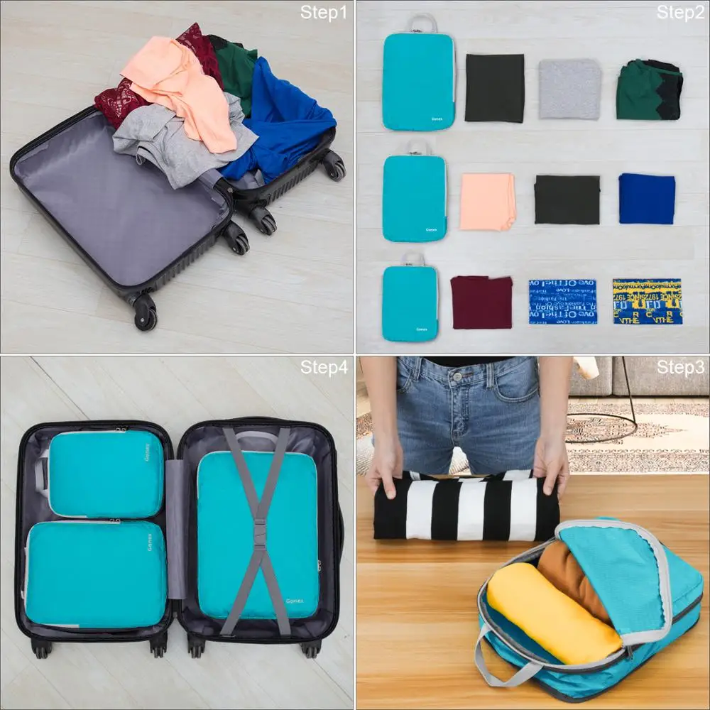 Kopen Gonex 3 Stks set Reizen Opbergtas Koffer Bagage Organizer Opknoping Ziplock Kleding Compressie Verpakking Cubes Jongen Vriend Gift
