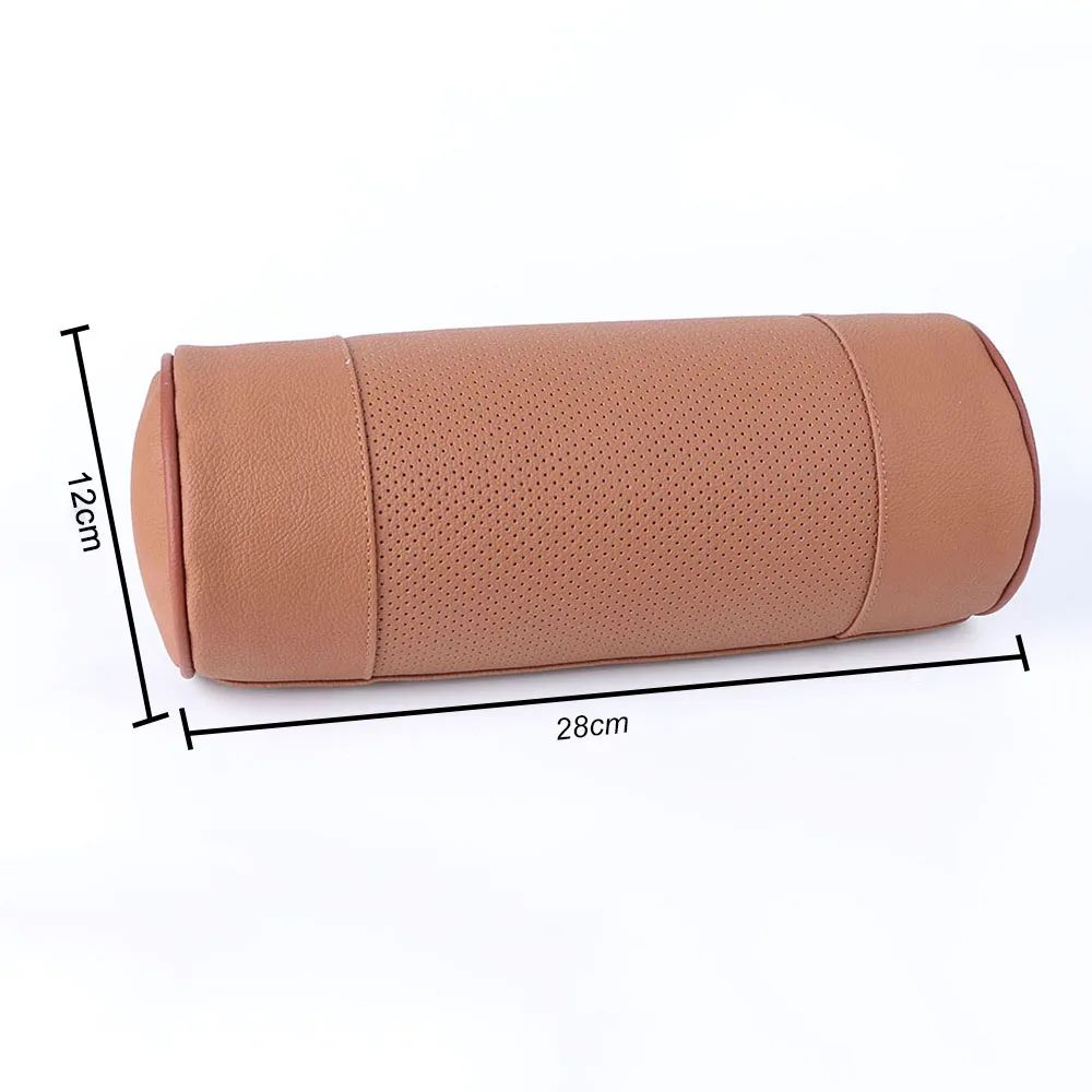 Memory Foam Car Neck Pillow Genuine Leather Auto Cervical Round