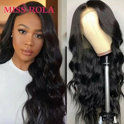 Miss Rola Body Wave 4*4 Lace Closure Human Hair Wigs Ombre 99J Burgundy Blond Brazilian Remy Hair Wig 180% Density Pre Plucked