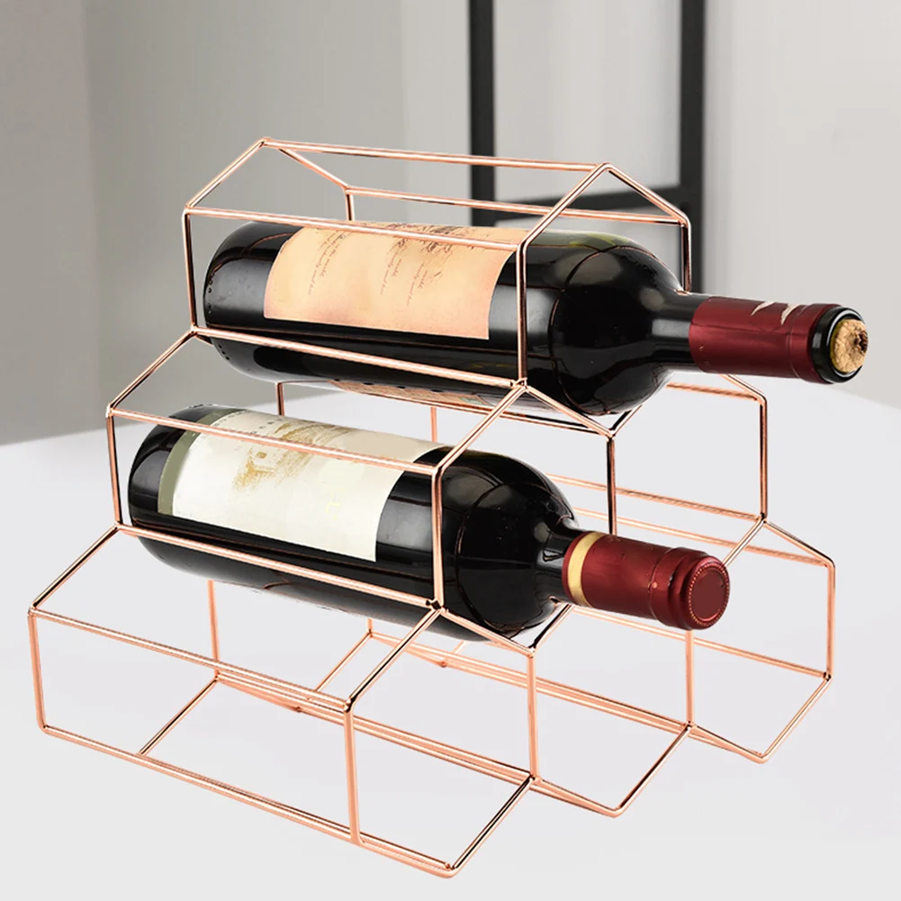 Wine Rack Bar Stand Rack Bottle Display Shelf Stainless Steel Home Decorations Stackable Beehive Shape Storage Organizer