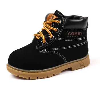 

New Winter Warm Boys Girls Baby Snow Boots 2020 Fashion Warm Children Martin Boots British Beef Tendon Sole Leather Cotton Shoes