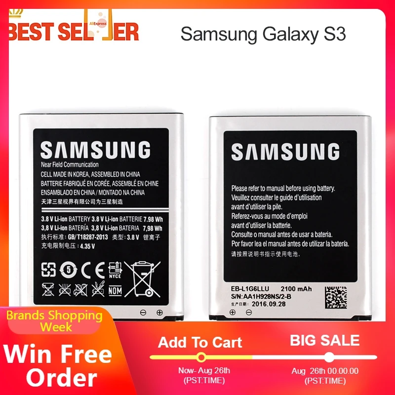 Замена Оригинальный аккумулятор для телефона EB L1G6LLU samsung I9300 GALAXY S3 i9300 I9305 i9082 i9128v i879