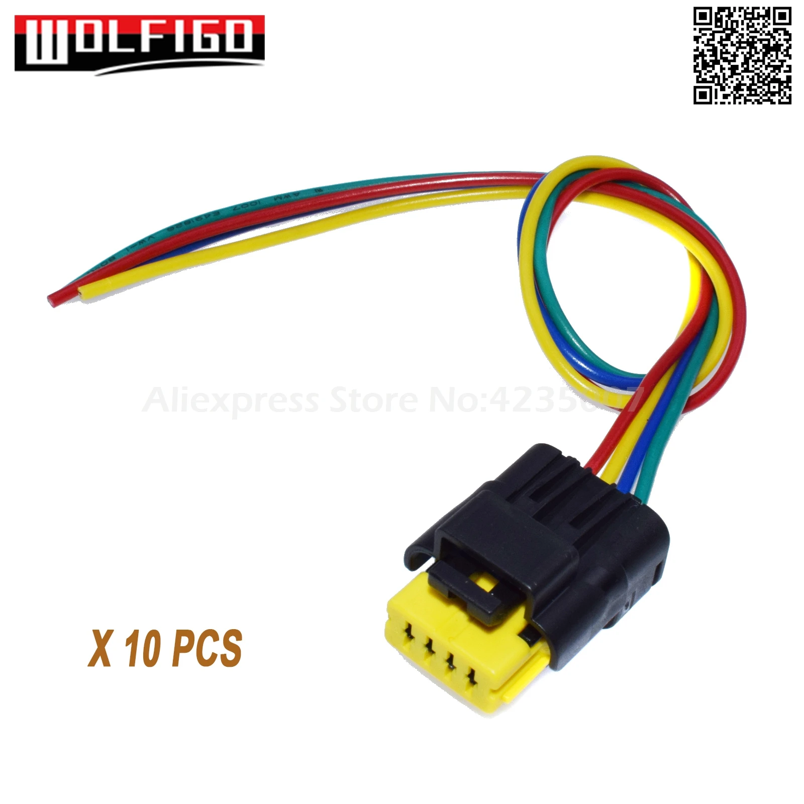 WOLFIGO New Fuel Pump Cable Wire Wiring Harness Plug 4 Pin For Renault MASTER III OPEL 8201348602,172025557R,241105468R - Цвет: 10 PCS