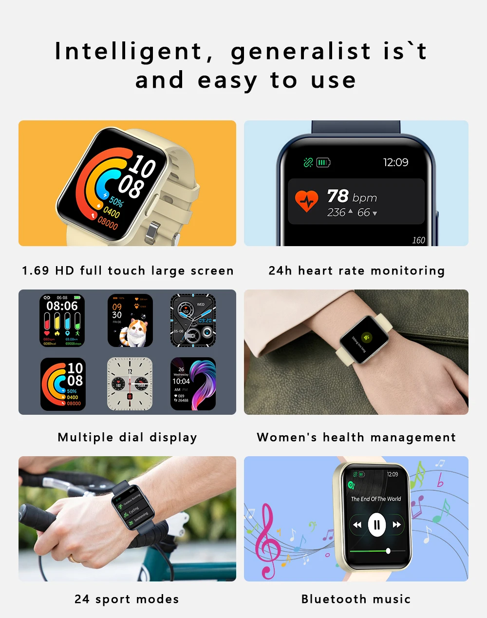 E21 Bluetooth Smart Watch Men Women Blood Pressure Heart Rate Monitor Sport Smartwatch Fitness Tracker PK Xiaomi Redmi Watch 2