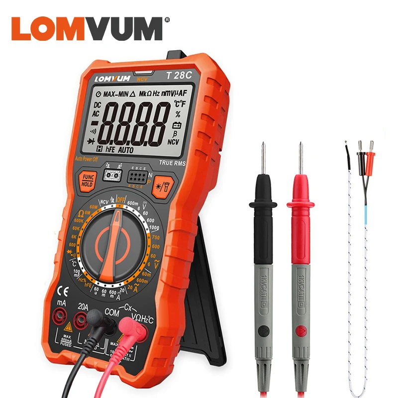Koop Lomvum Digitale Multimeter Auto Variërend 6000 Counts Display Multimeter Tester 2 Probes Spanning Stroom Capaciteit Meten