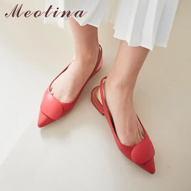 red flat slingbacks