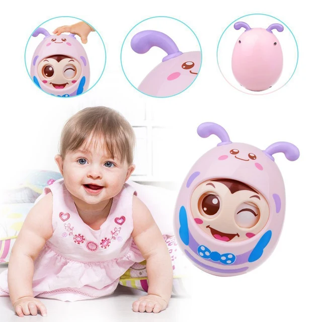 Cute Tumbler Infant Newborn Baby Roly-Poly Teether Educational Toys Multicolor Cartoon Bee Egg Wink Style Soft Safe Toy 2