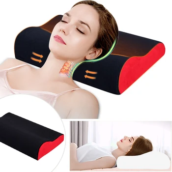 

Black and red Sleeping Orthopedic Pillow Cervical Memory Foam Pillow Bamboo Pillow For Neck Support For Back-3Pc