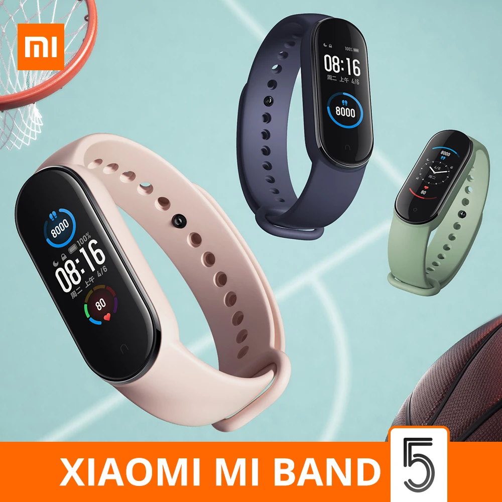 Смарт браслет Xiaomi Mi Band 5 фитнес трекер с AMOLED экраном 4 цвета