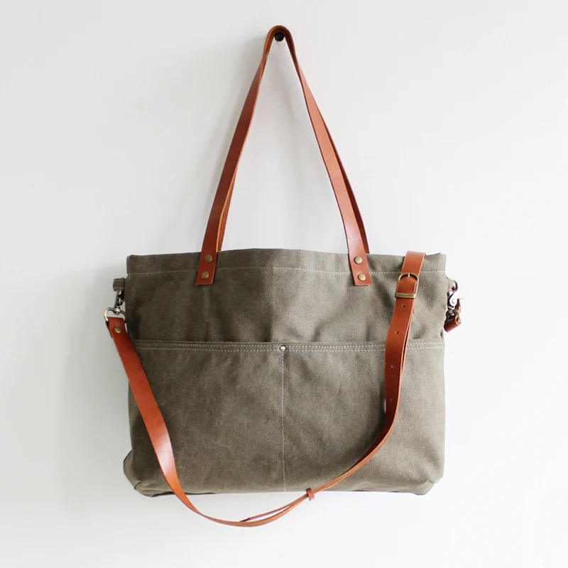 

Original Handmade Leather Canvas Tote Bag for Women Crossbody bag Messenger Bag for Men Shopper Bag School Bag Handbag