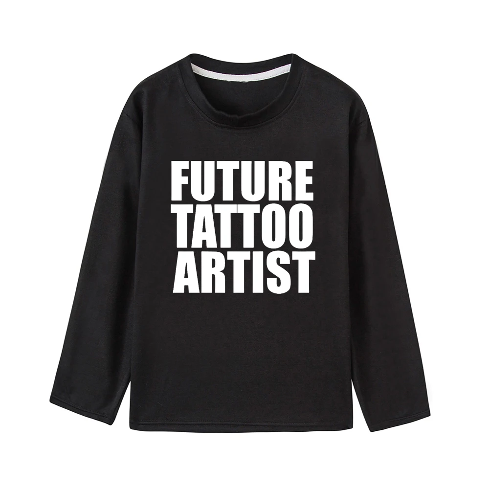 Осенняя детская мягкая футболка унисекс; молодежная одежда с длинными рукавами; детская футболка с надписью «Future Tattoo Artist»; крутой костюм - Цвет: 44V8-KLTBK-