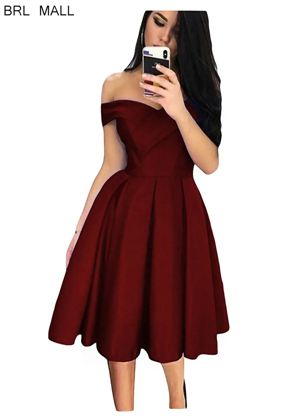 As picture Простой по колено синий сатиновое платье для выпускного вечера дешевые торжественное платье короткие Встреча выпускников/корпоративы Выпускной вечерние платья vestido de fiesta - Цвет: As picture