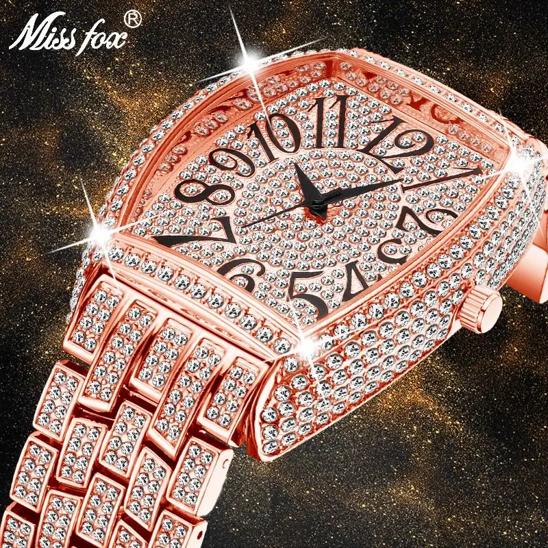 

Dropshipping PLADEN Men Watches Unique Square aaa Ice Out Rose Watch For Male Trendy Hip Hop Quartz Wristwatch Hot Selling Gift