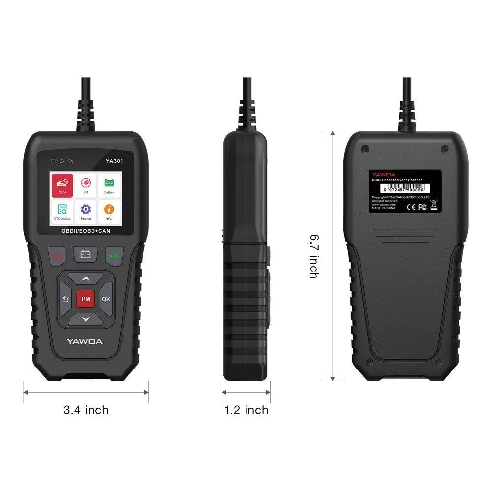 Ediag YA301 OBDII/EOBD считыватель кодов настоящий 16Pin USB обновление с функцией обнаружения автомобильной батареи OBD2 инструмент PK CR3001 ELM327