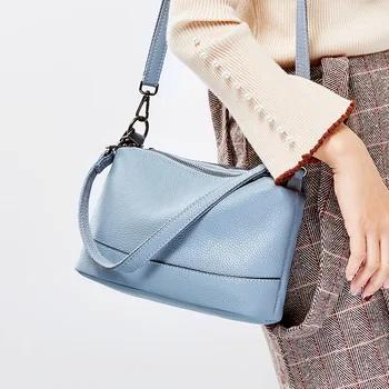 

2020 spring and summer new European and American leather women's handbags first layer leather bag ladies portable messenger bag