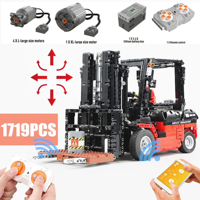 

New RC App Motor Power Function Mobile Crane Forklift Mk II Car Model Fit Legoings Technic Building Kits Blocks Bricks Kid Gift