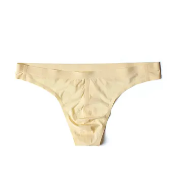 

Traceless Mens Underwear Sexy Ice Silk Mens Thongs G Strings Low Waist Solid Color Pants