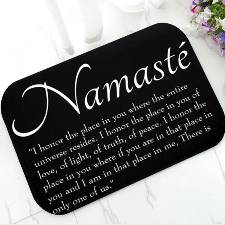 Забавный дверной коврик Namaste с цитатами для ванной кухни черно белый прикольный