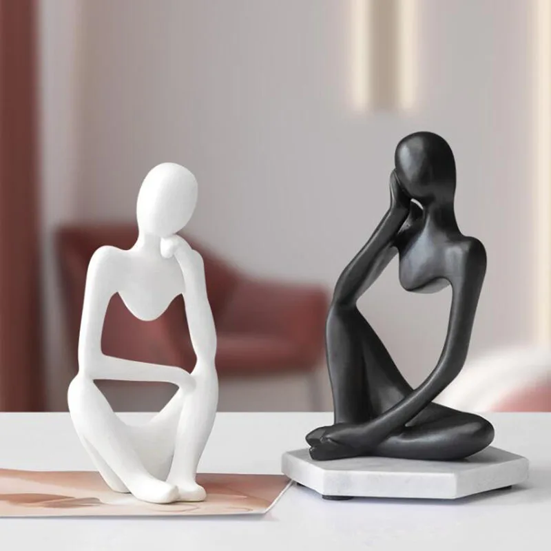 Modern Sculpture Abstract Character Home Decor Human Thinker Figure Resin Statue 
