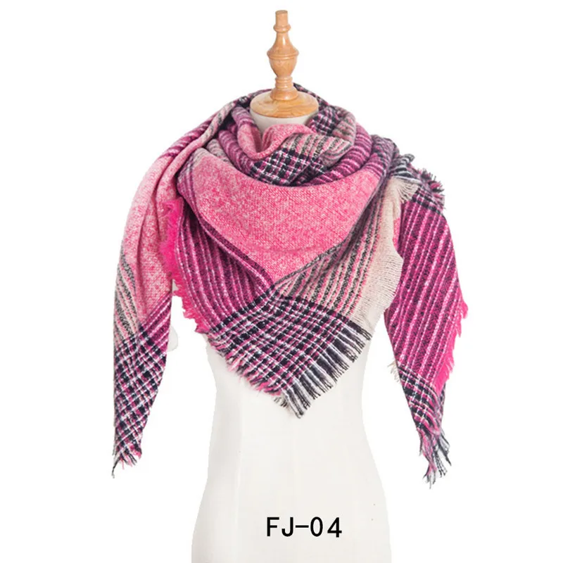 Роскошный брендовый зимний женский шарф, клетчатый кашемировый квадратный шарф, шали и палантины, женский шарф из пашмины, женский шарф-одеяло - Цвет: 4