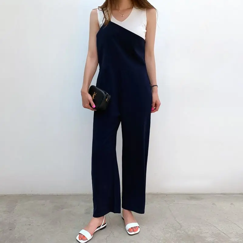 Office Ladies Korean Japan Style Black Jumpsuits Women Plus Size Loose Casual Wide Legs Backless Female Elegant Rompers