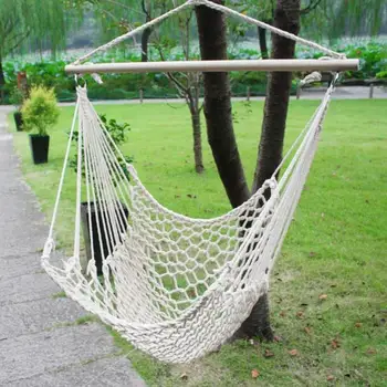 

Safe Beige Hanging Hammock Chair Swing Rope Outdoor Indoor Bar Garden Seat Lazy Chair Collapsible Garden 2019 No Sticks