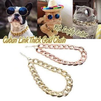 

Cuban Link Thick Golden Chain Dog Cat Pets Safety Collar Dog Strong Training Dog Necklace For Large Dogs Bulldog dropshipping#40