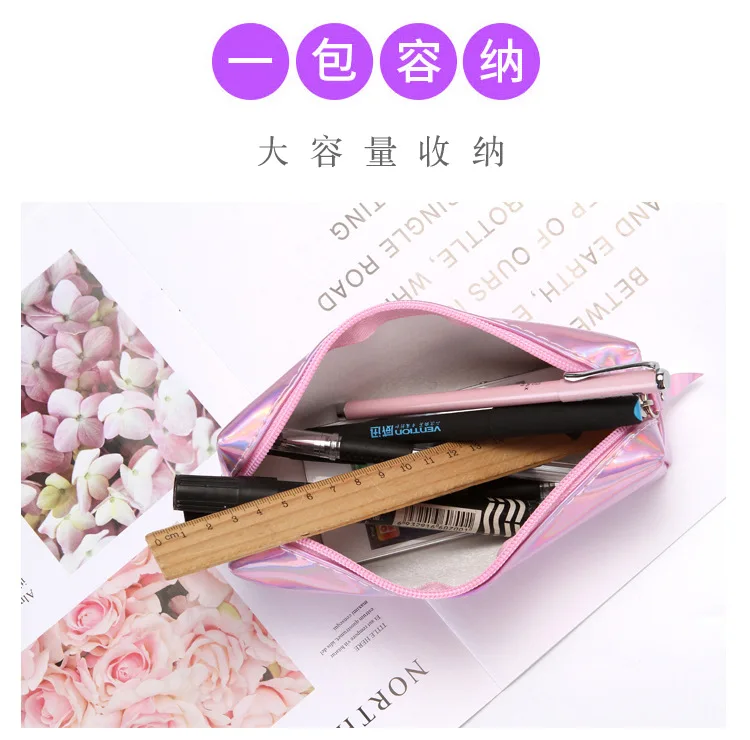 New laser pencil bag Simple ladies cosmetic bag cylinder storage bag male and female students stationery pencil bag CL-19222