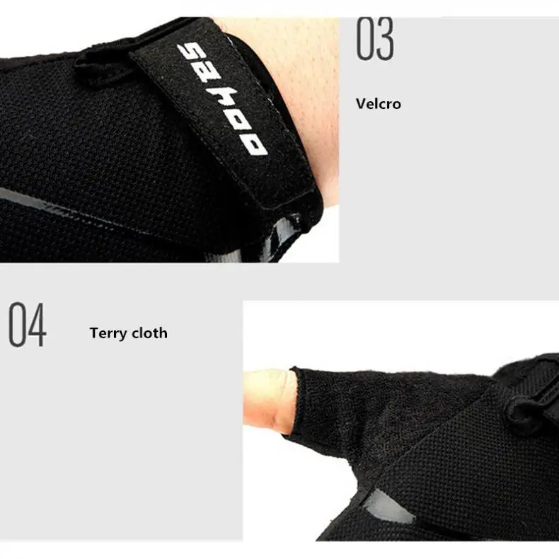 SAHOO мужские велосипедные перчатки с полупальцами черные MTB велосипедные спортивные перчатки из дышащего материала велосипедные перчатки
