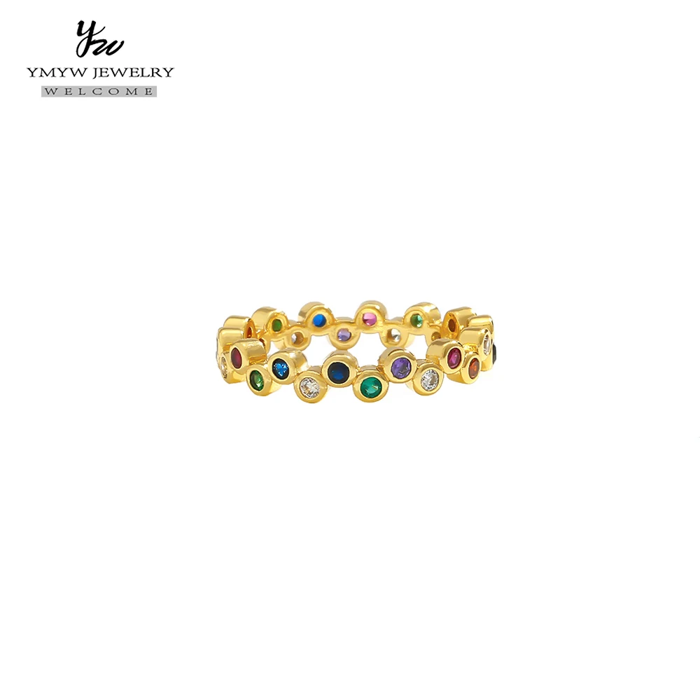 

YMYW Fashion Rainbow Rings Copper Cubic Zircon Multi Color Rings for Women Girls Gift Engagement Wedding Birthday Party Anniversary