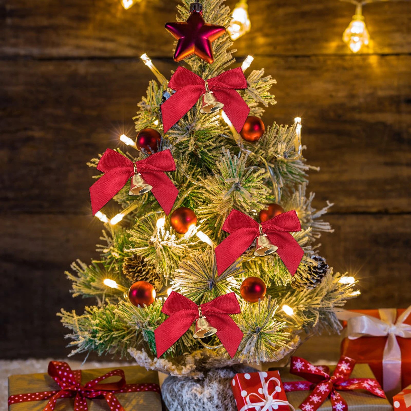 Christmas Tree Decorating Ideas 2022 Gold 2022 New Christmas Golden Bell Red Bow Christmas Decoration Bow Christmas  Red Bow Christmas Tree Home Decoration|Pendant & Drop Ornaments| -  Aliexpress