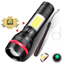 Lampe de poche à 3 vitesses à LED, Rechargeable par USB, avec batterie intégrée, Portable, ZOOM, torche de chasse étanche, pour l'extérieur