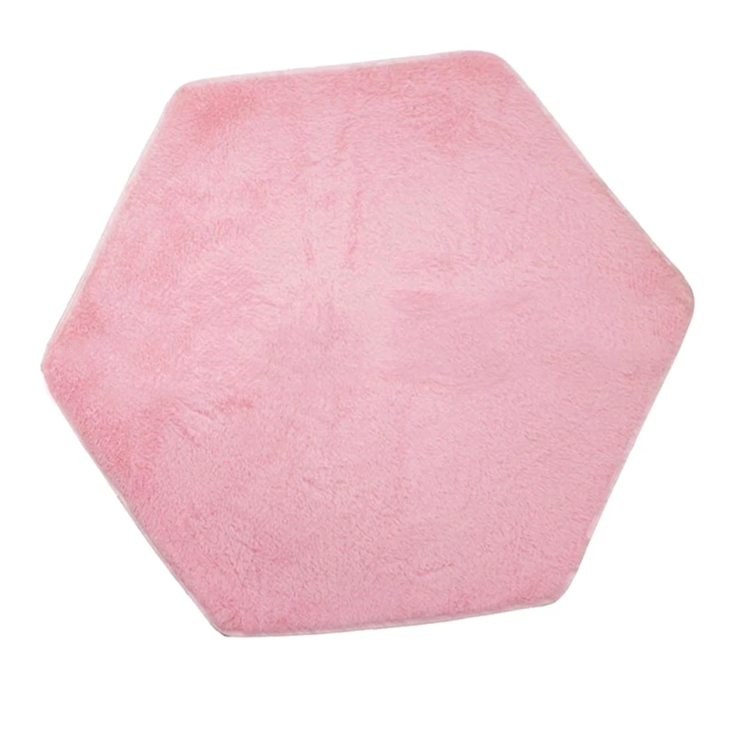  Soft Area Rug for Kids Room Children Room Girls Room Nursery Room Decor (Pink, Hexagon Shaped)