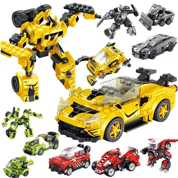 

Racing Car Transform Deformation Building Blocks Car DIY Technic Action Figure Educational Toys for Children Figure set Gift