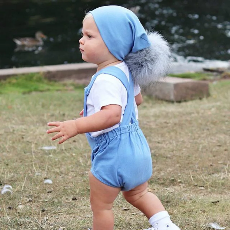 Детские зимние шапки для мальчиков и девочек, детская шапка Skullies Beanie с большими помпонами, однотонная хлопковая шапка s, детская шапка с помпоном, шапочки, Лыжная шапка